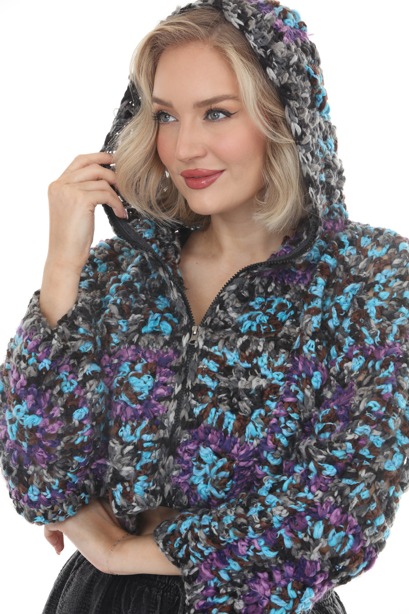 Cropped Tiedye Crochet Granny Hoodie
