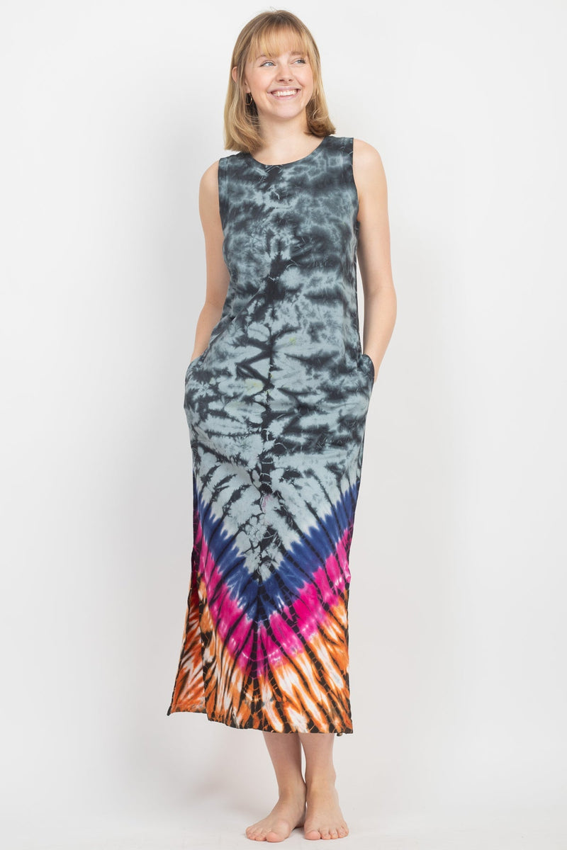 Sleeveless Tie-dye Midi Dress