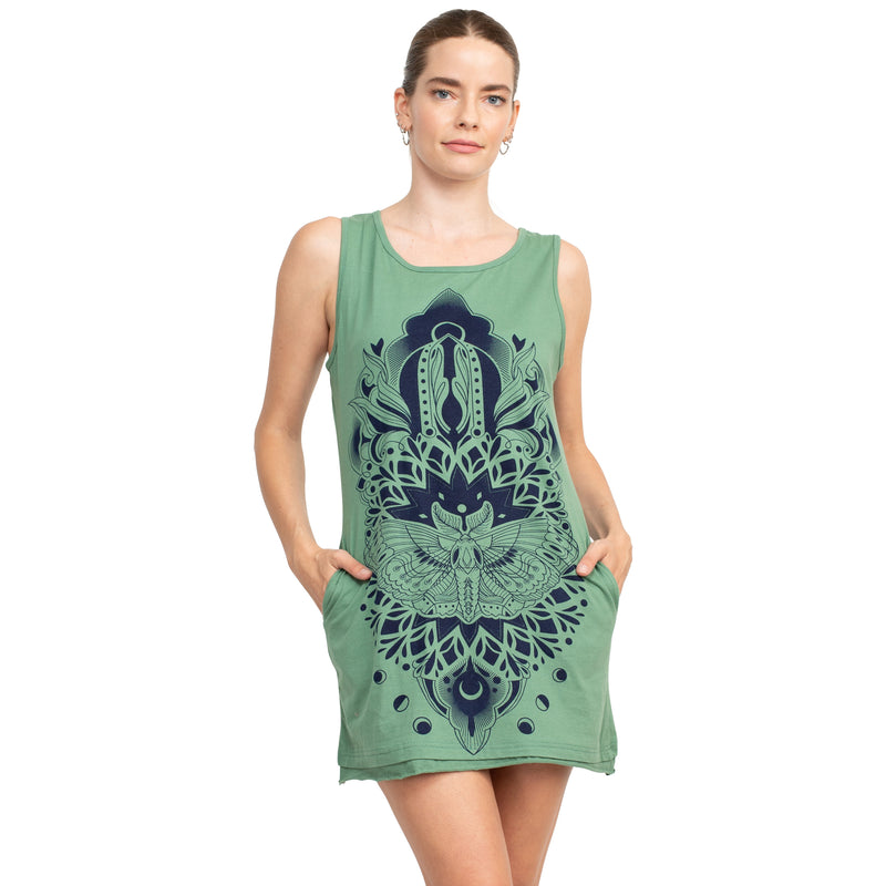Boho Print Jersey Tank Dress