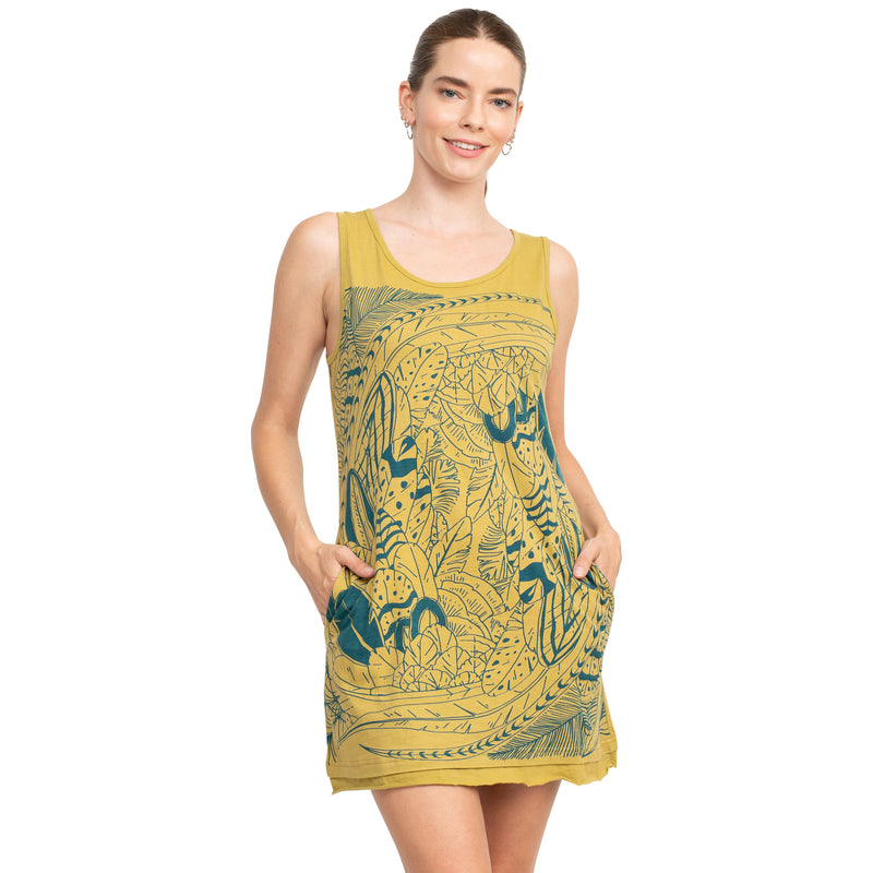 Boho Print Jersey Tank Dress