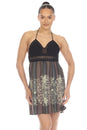 Load image into Gallery viewer, Midnight Floral Crochet Halter Dress
