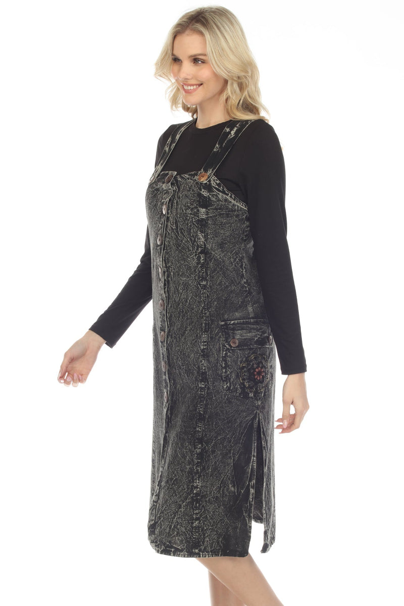 Stonewashed Cargo Overall Dress