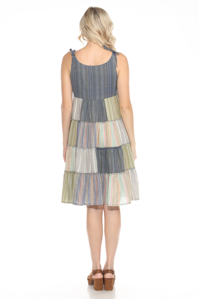 Striped Patchwork Ruffled Dress