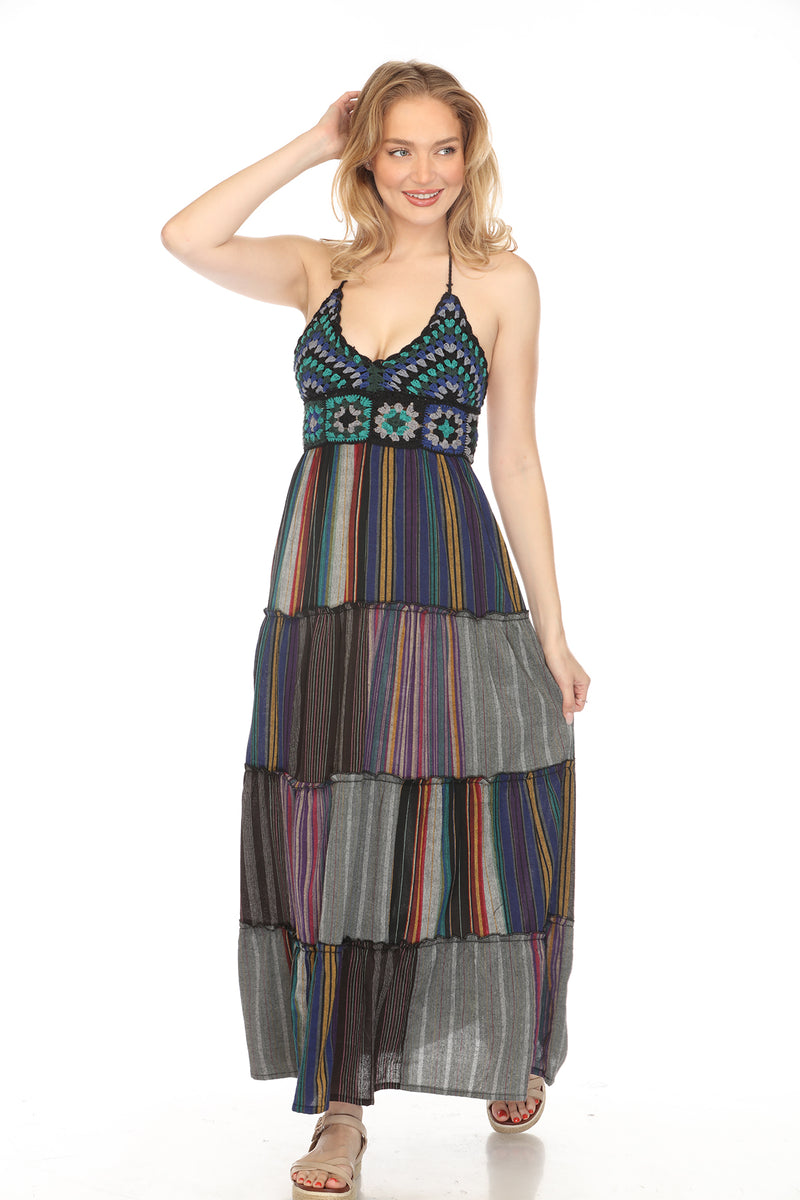 Patchwork Crochet Maxi Dress