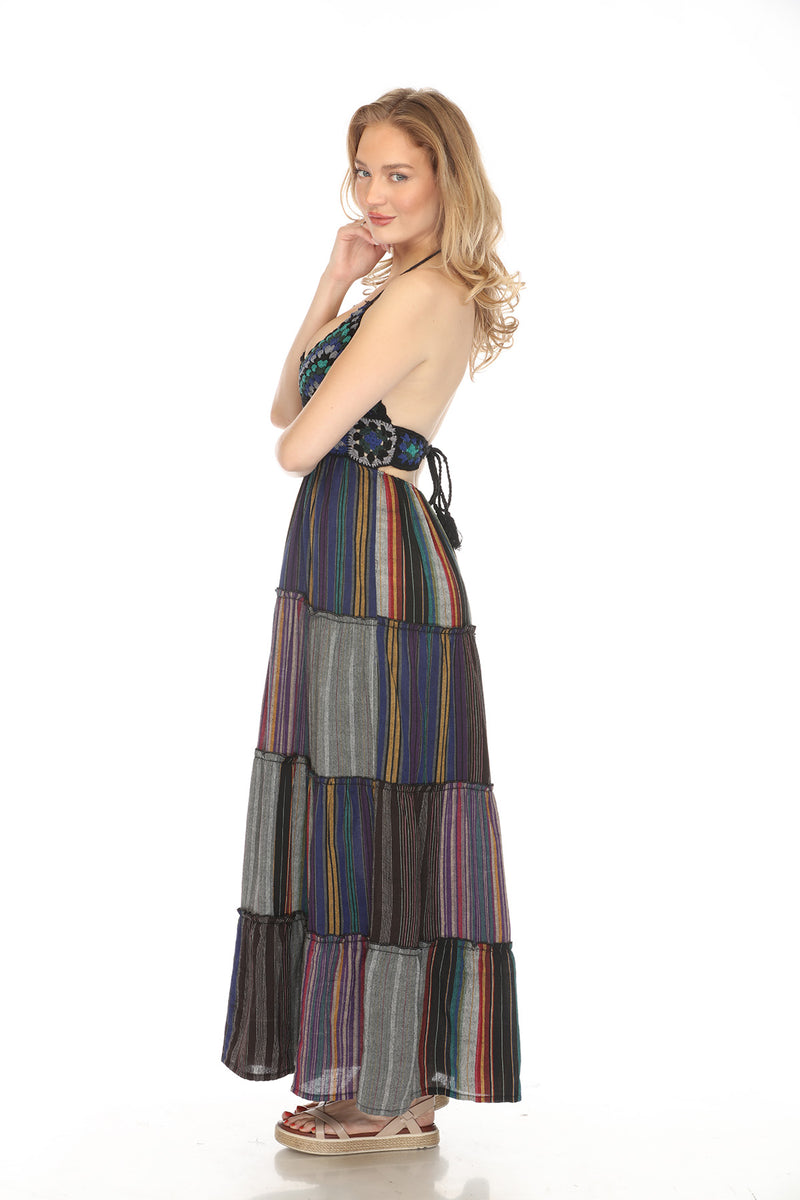 Patchwork Crochet Maxi Dress