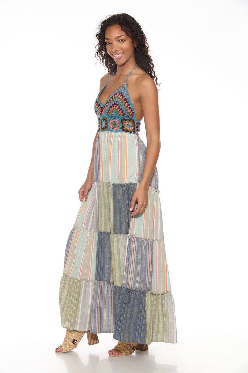 Patchwork Crochet Maxi Dress