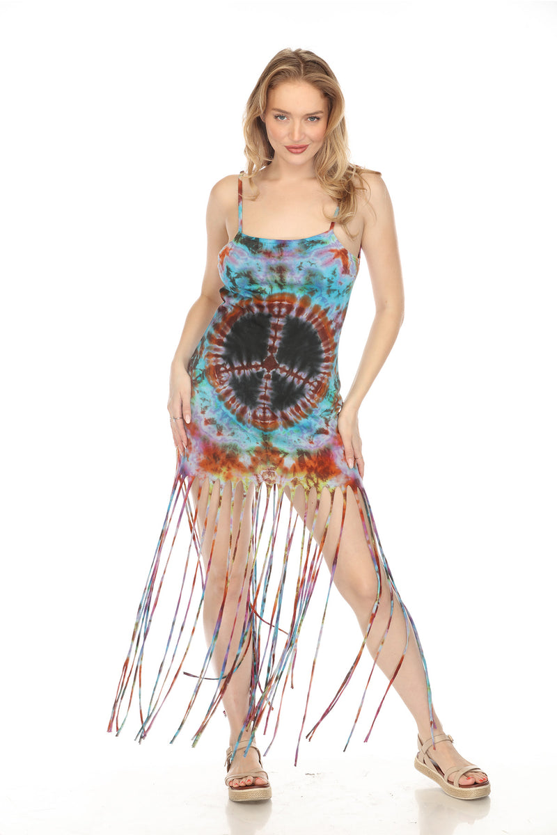 Tiedye Super Fringe Maxi Dress