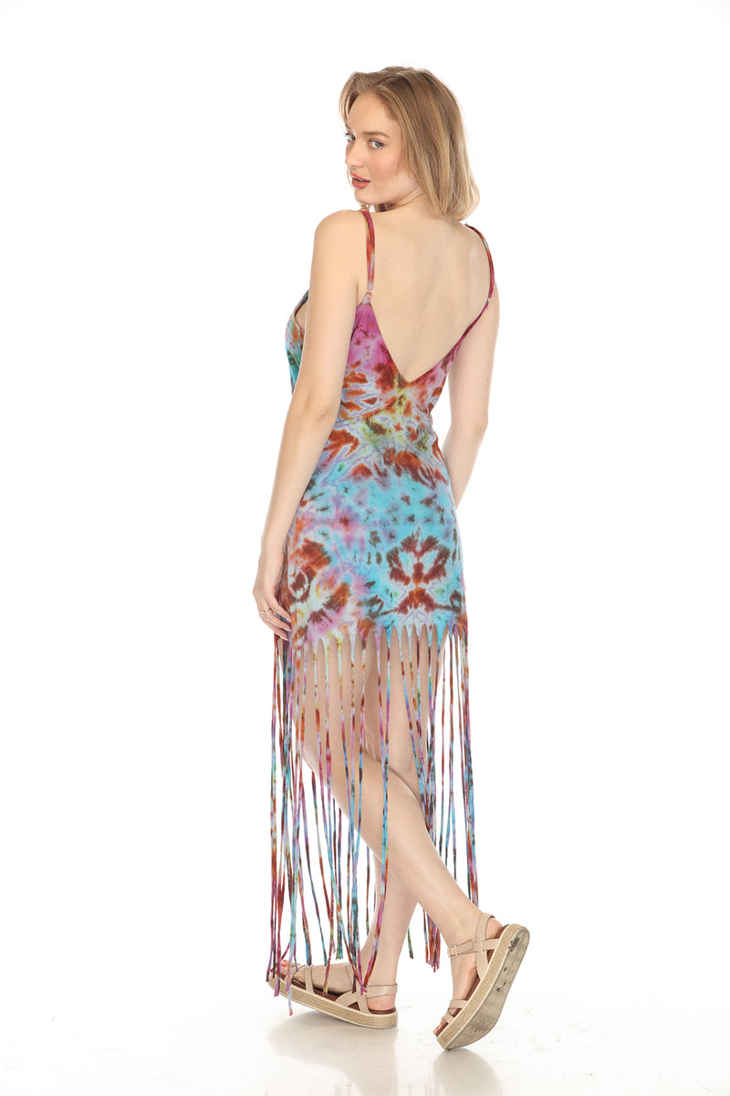 Tiedye Super Fringe Maxi Dress