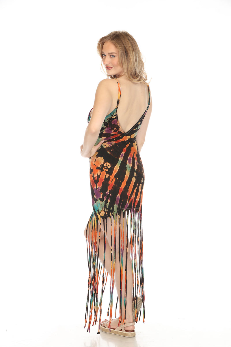 Tiedye Super Fringe Maxi Dress