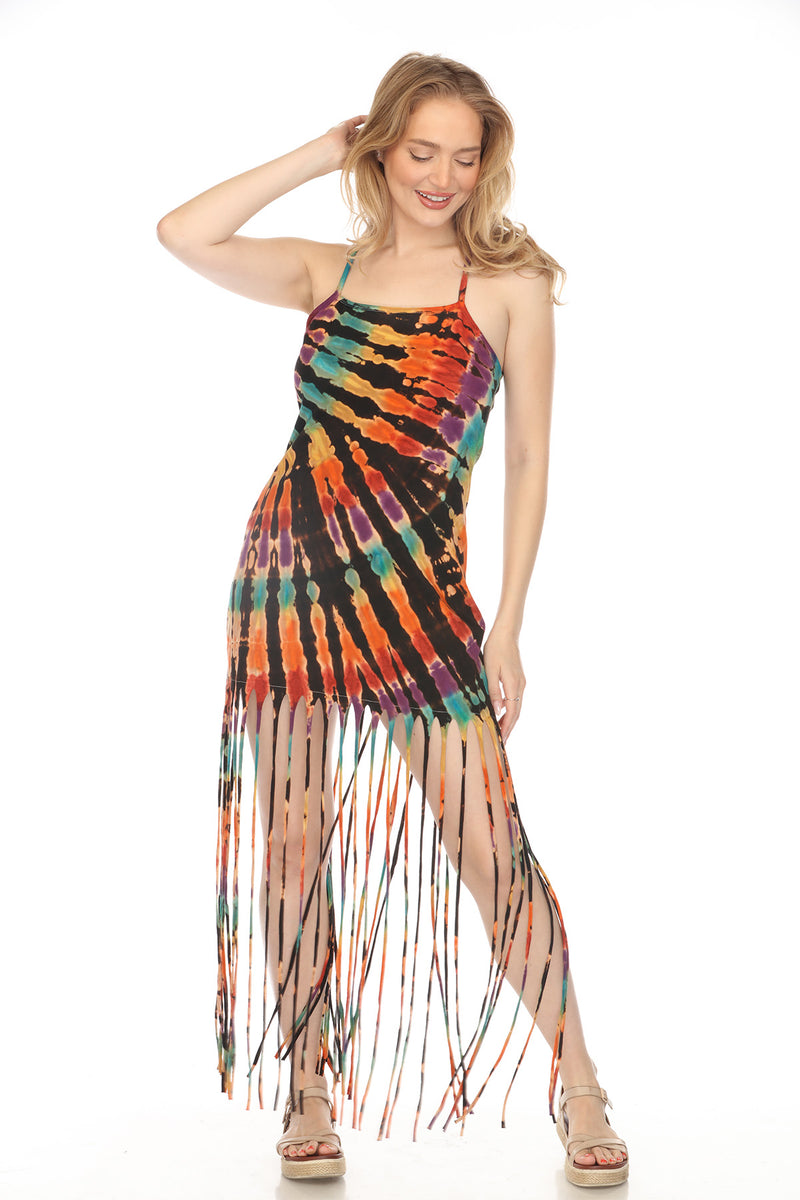 Tiedye Super Fringe Maxi Dress