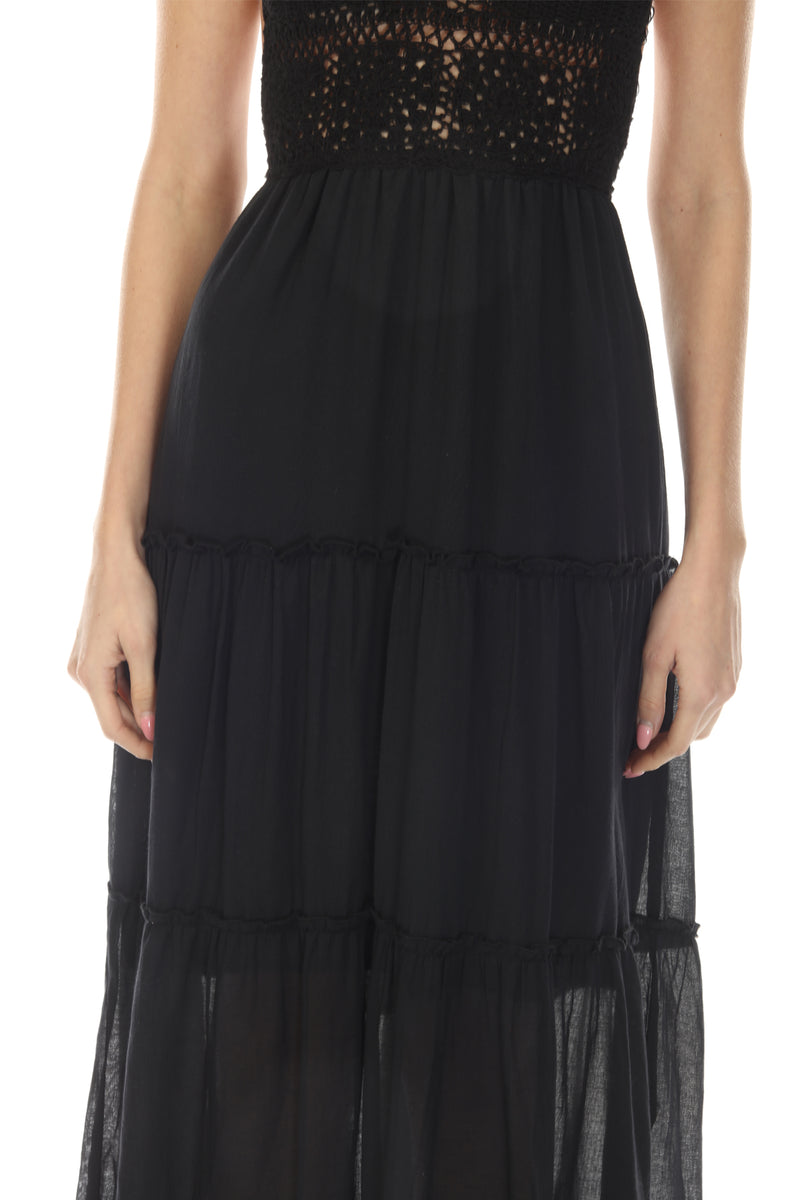 Romantic Lace Crochet Maxi Dress