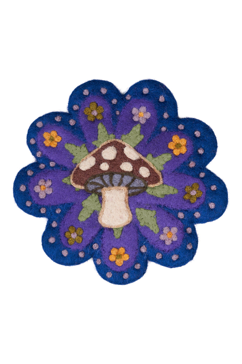 Embrodered Mushroom Felt Trivets