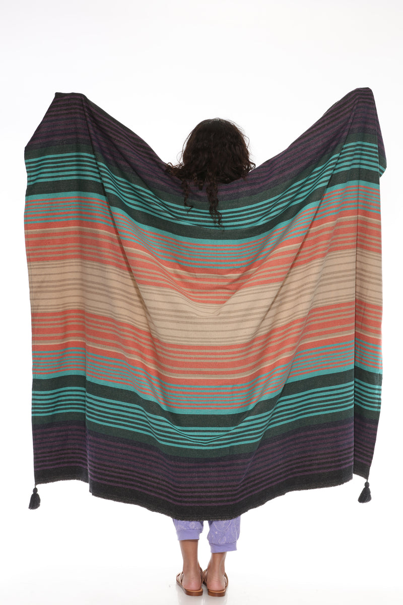 Sediment Striped Cotton Blanket