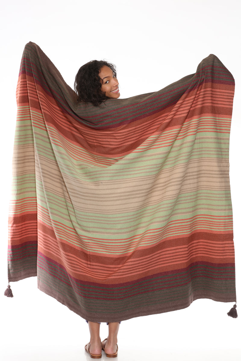 Sediment Striped Cotton Blanket