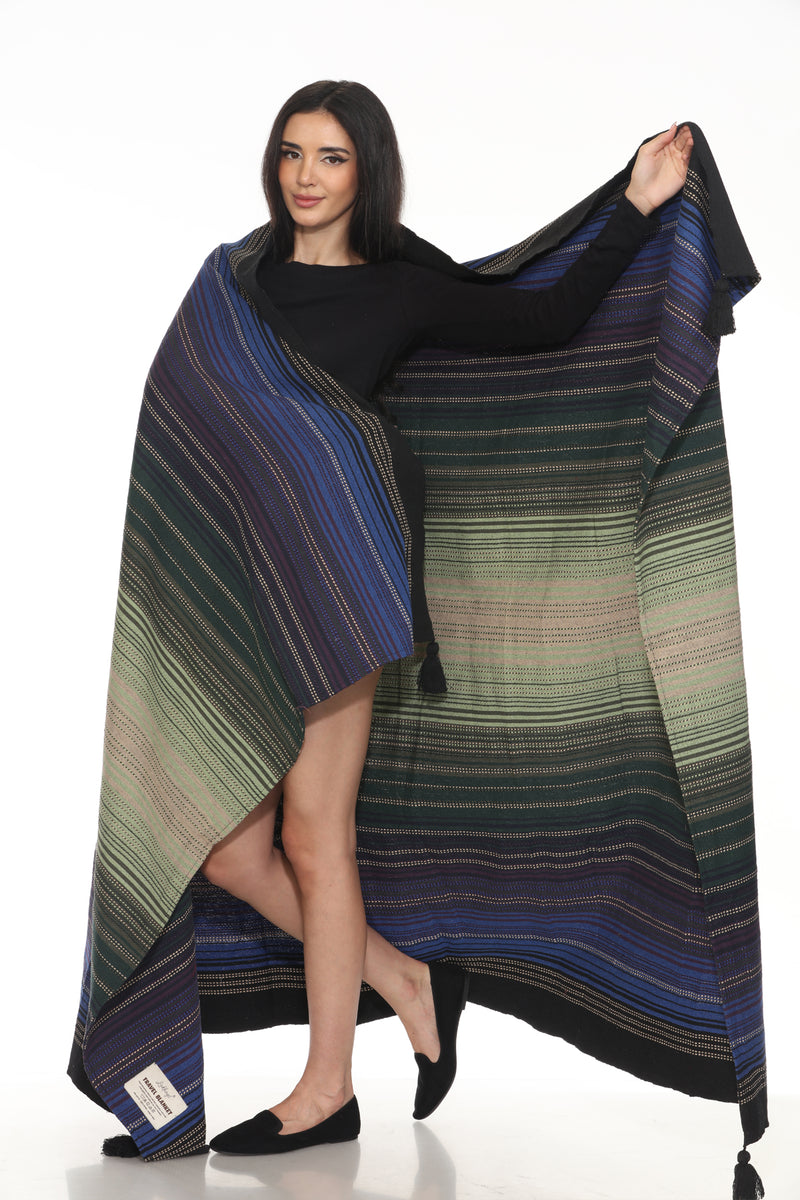 Moss Stripe Cotton Blanket