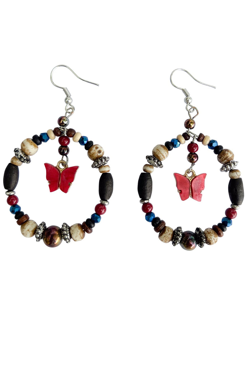 Butterfly Hoop Dangle Earrings