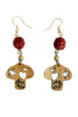 Load image into Gallery viewer, Carved Mushroom Dangle Earrings
