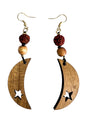 Load image into Gallery viewer, OvSized Carved Moon Dangle Earrings
