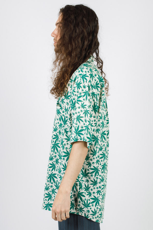 Hippie Canna-Leaf Short-Sleeve Button-Down