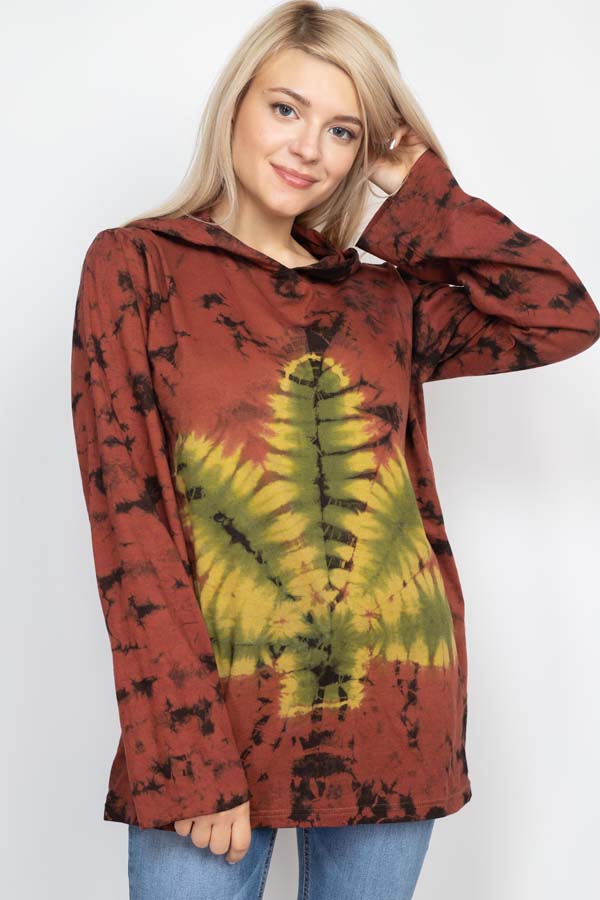 Leaf Pullover Tie-dye Hoodie