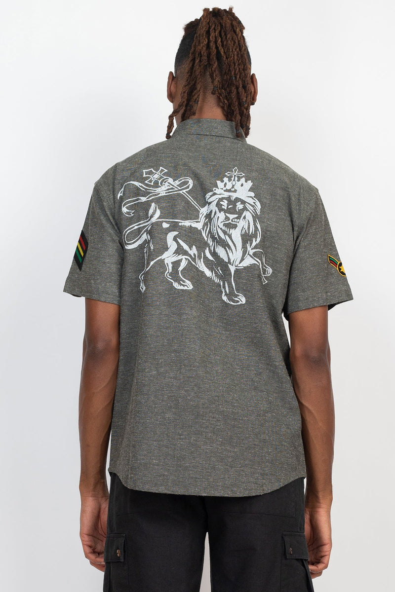 Lion Of Judah Hemp Cotton  Button Down Shirt