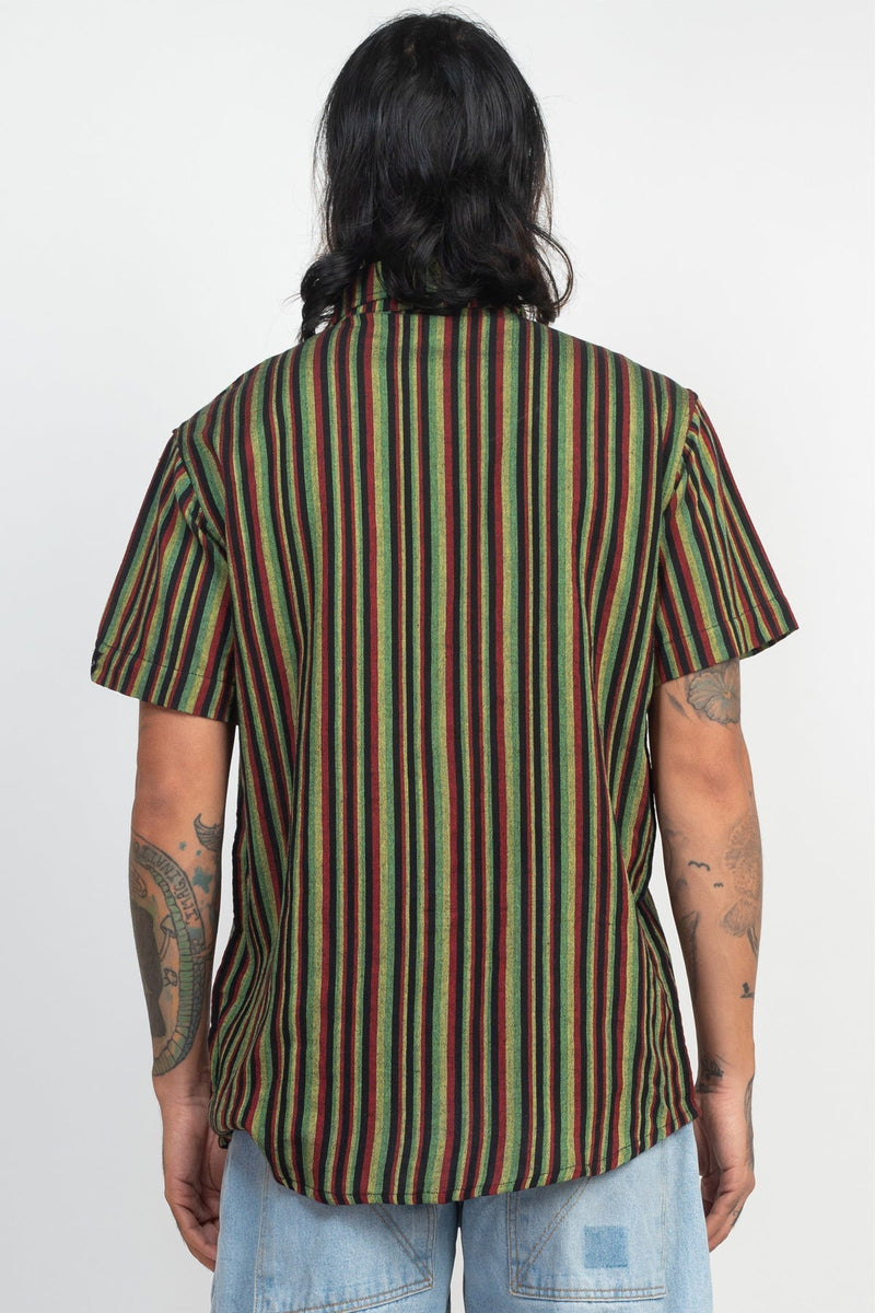 Rasta Striped Btn Down Shirt