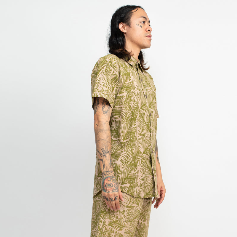 Tropical Leaves Button Up Shirt