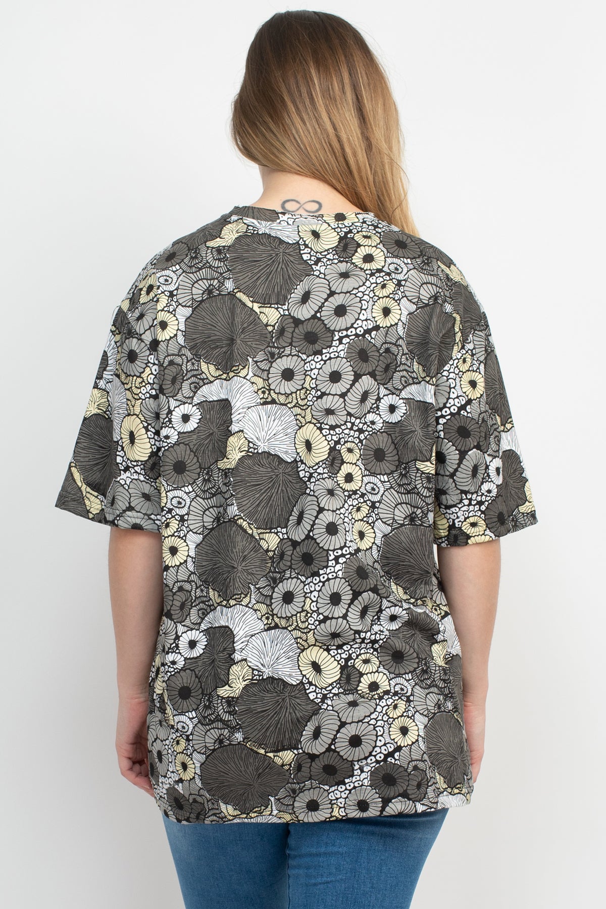 Mushroom Raw Edge Collar T-Shirt