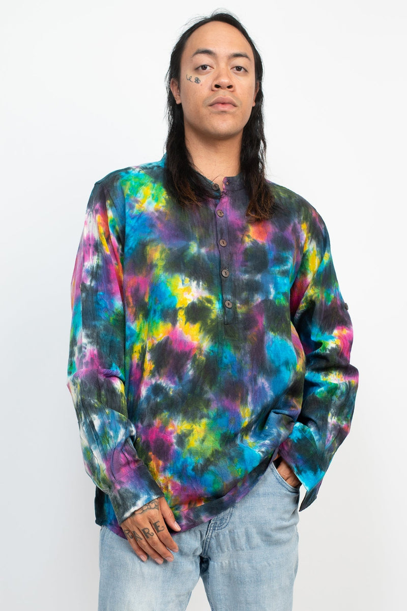 Tie-dye Homespun Longsleeve Henley Shirt