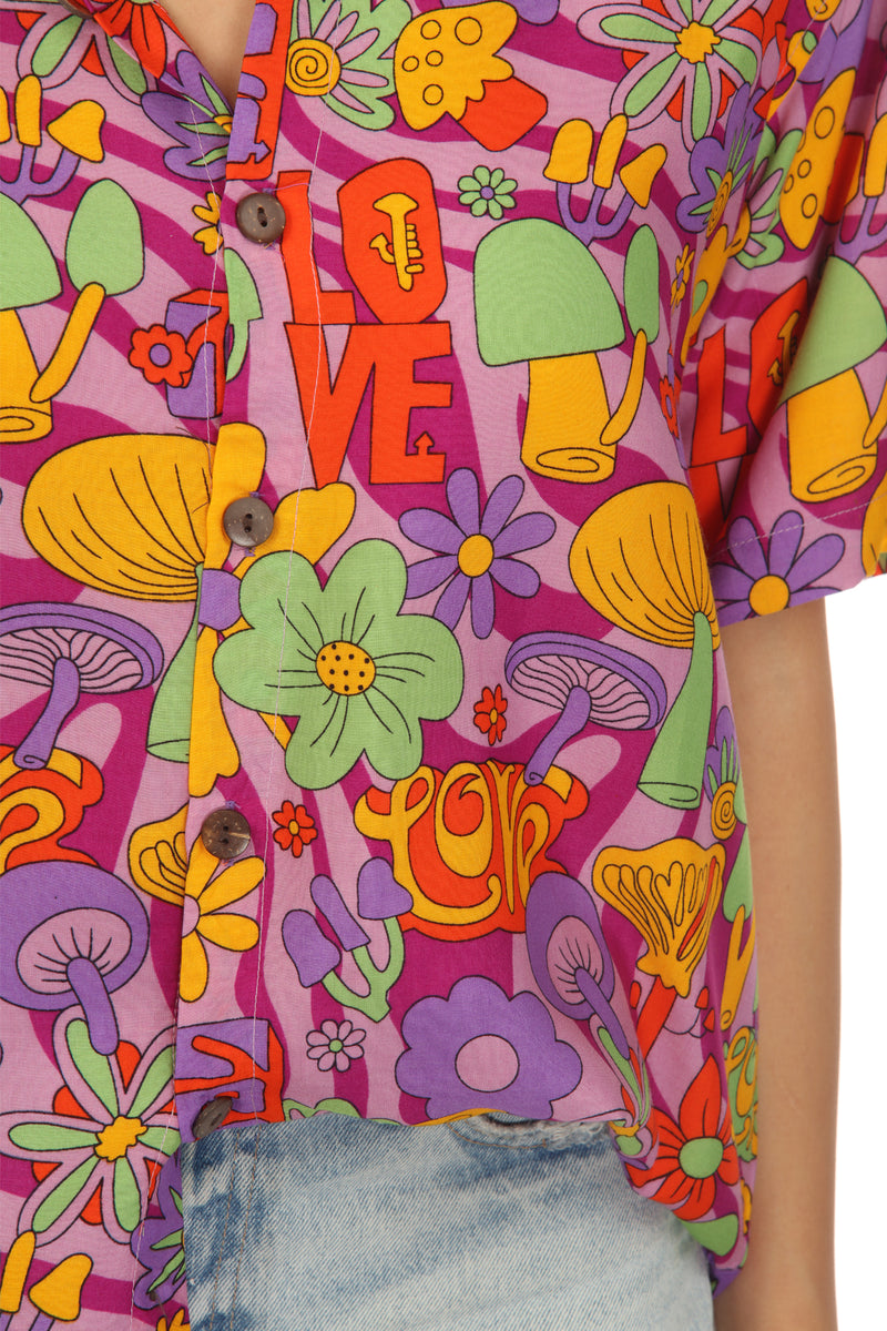 Mushroom Love Print Hawaiian Shirt