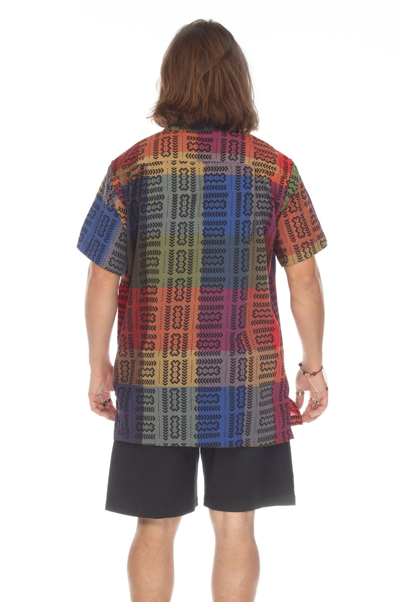 Woven Tribal Patch Print Short Sleeve Kurta