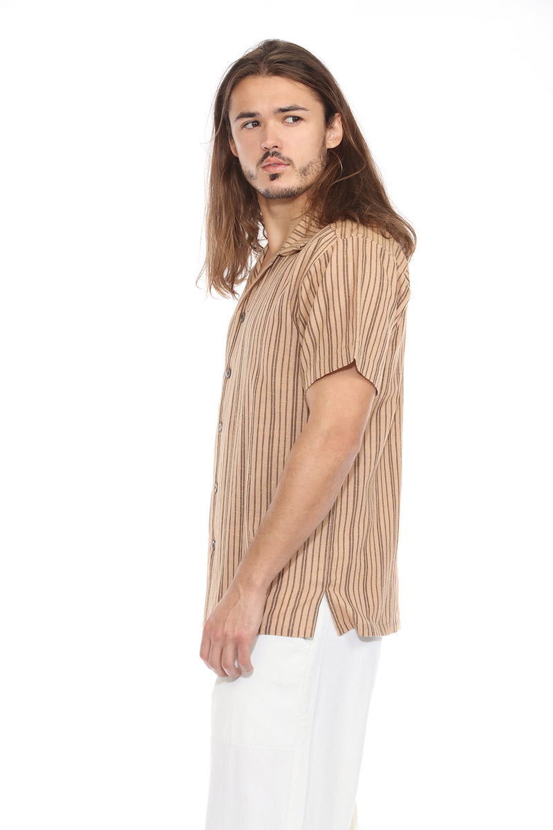 Striped Overdyed Homespun Camp Shirt