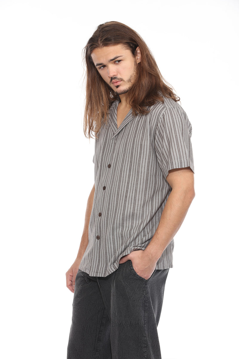 Striped Overdyed Homespun Camp Shirt