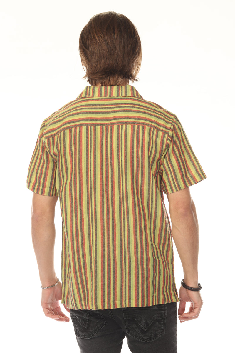 Rasta Striped Camp Shirt