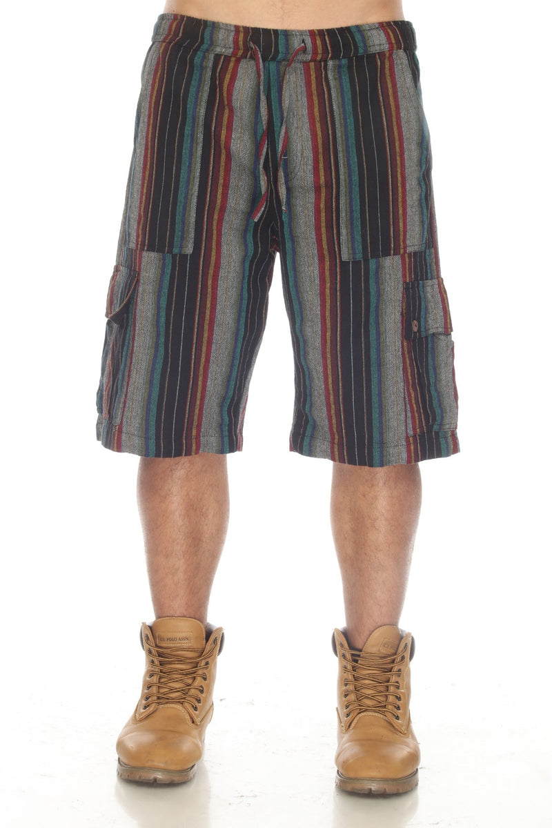 Stripe Cotton Cargo pocket Shorts