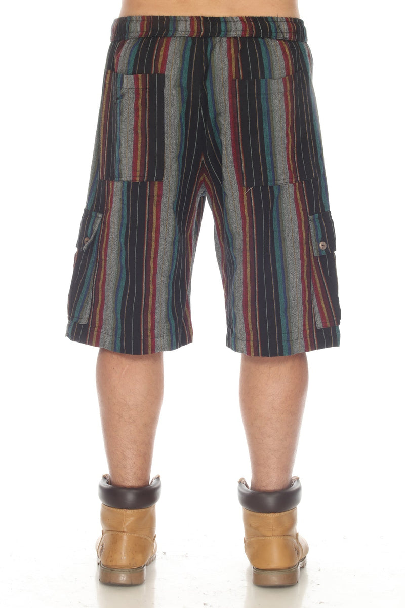 Stripe Cotton Cargo pocket Shorts