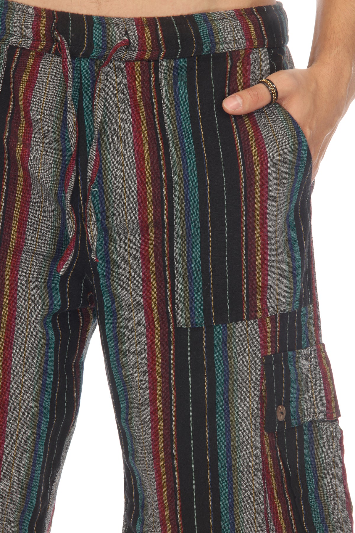 Stripe Cotton Cargo Pocket Shorts