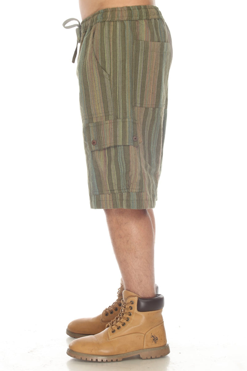 Stripe Cotton Cargo pocket Shorts