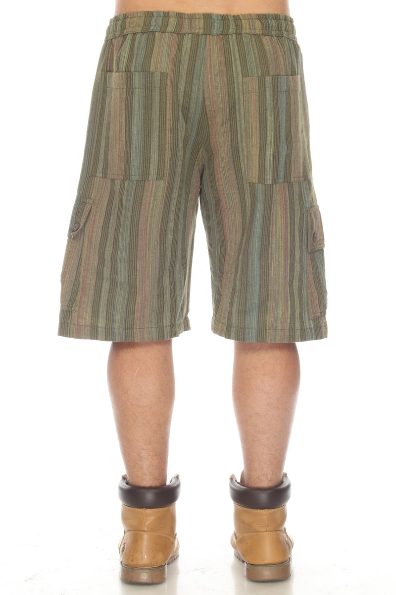 Stripe Cotton Cargo pocket Shorts