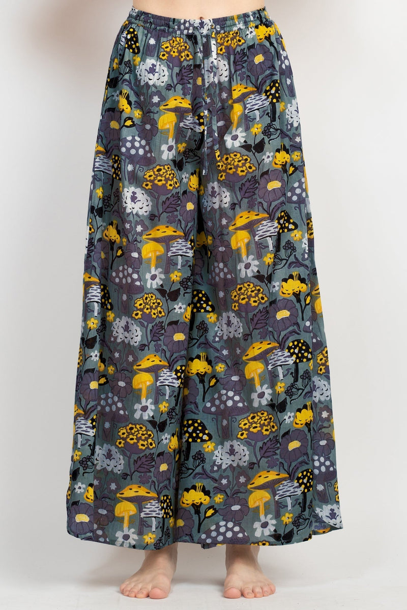 Mushroom Print Wide Leg Pants