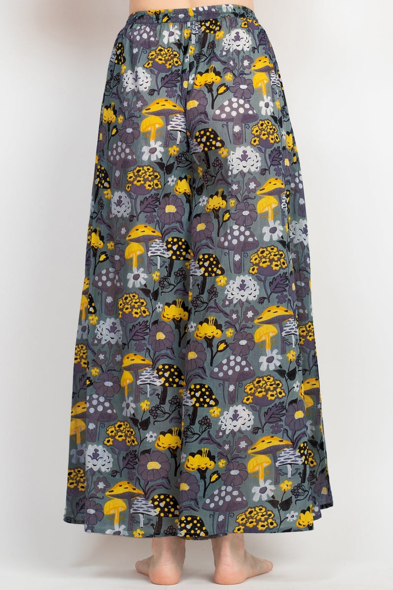 Mushroom Print Wide Leg Pants