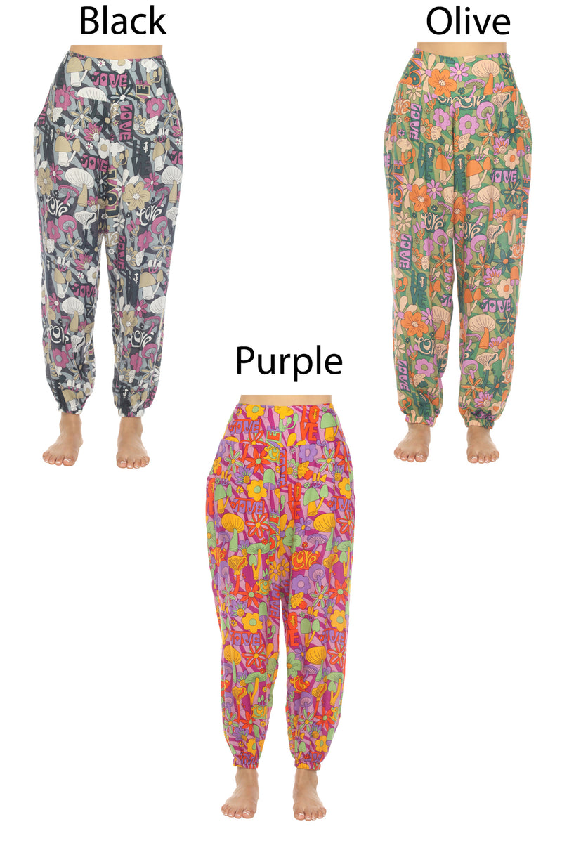Mushroom Love Print Harem Pants