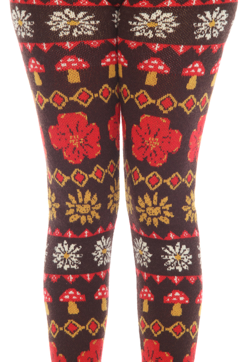 Fair Isle Mushroom Sweater Leggings