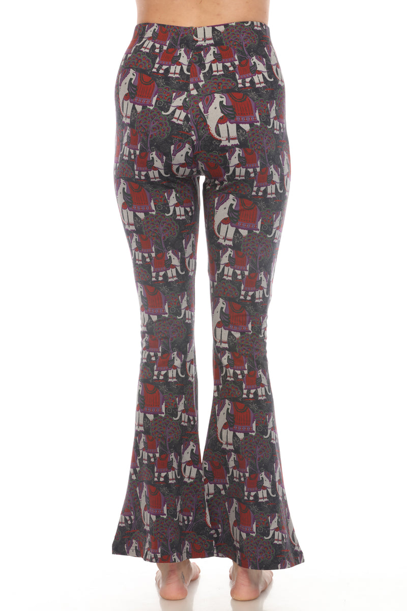 Elephant Print Bellbottom Pants