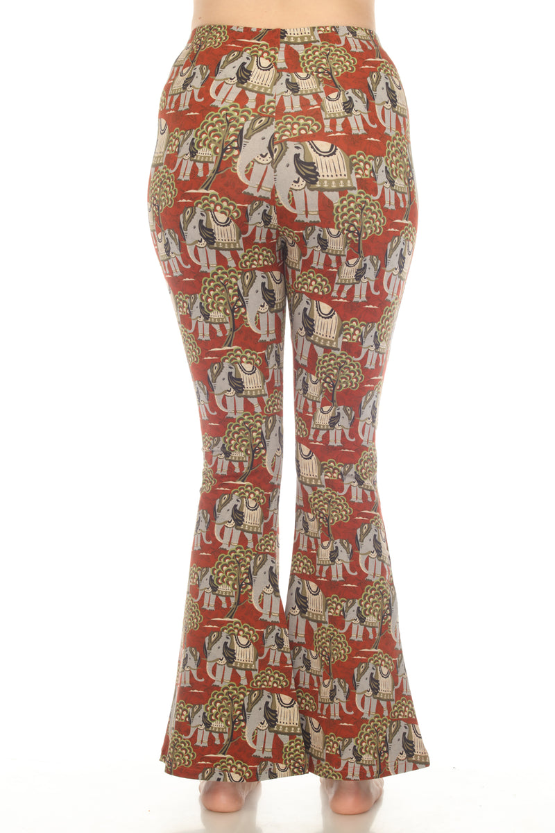 Elephant Print Bellbottom Pants