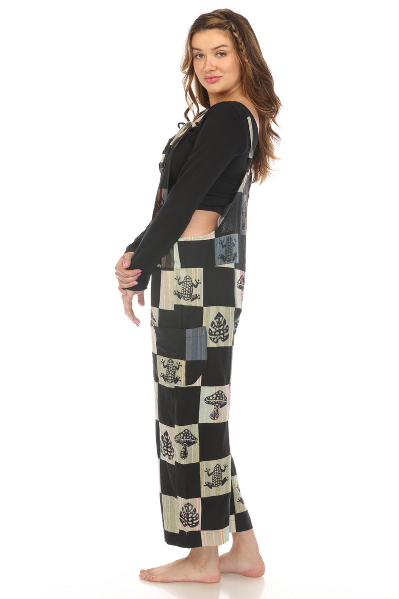 Womens Patchwork Overalls