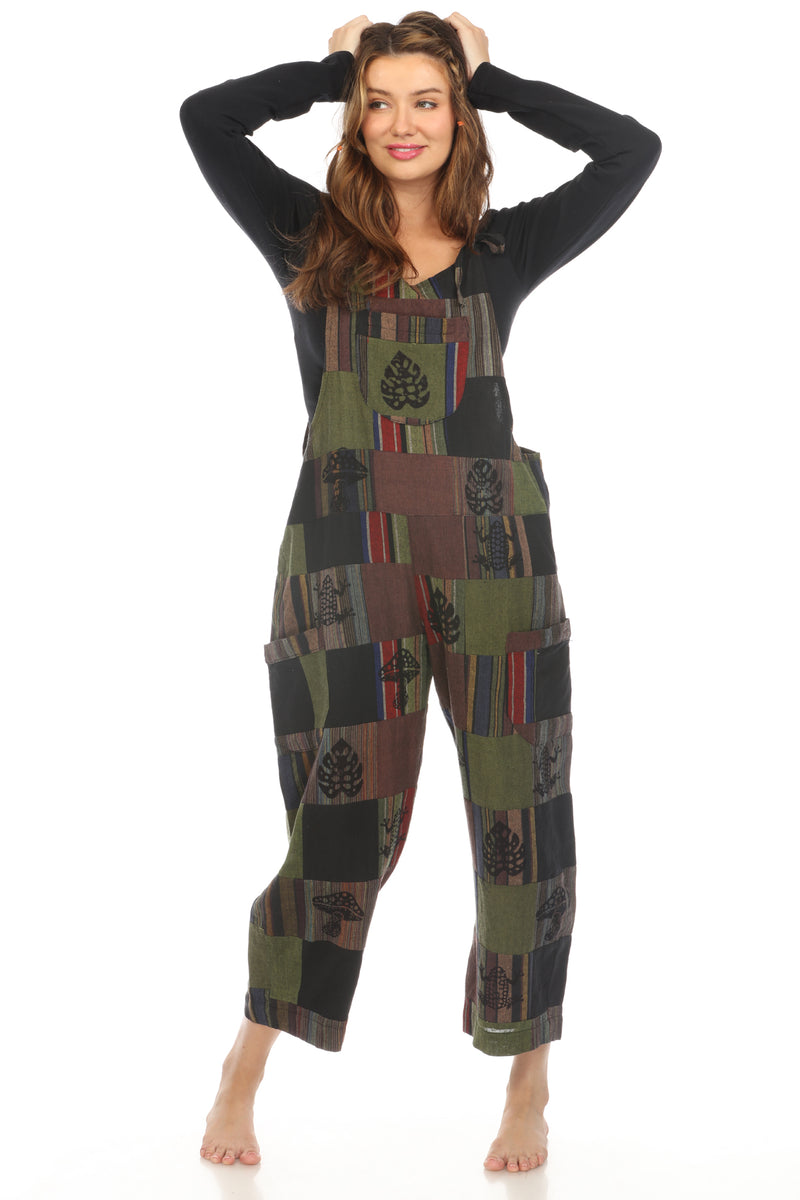 Womens Patchwork Overalls