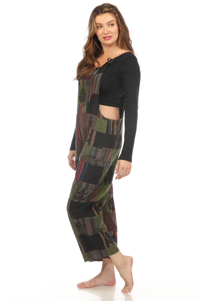 Womens Patchwork Overalls