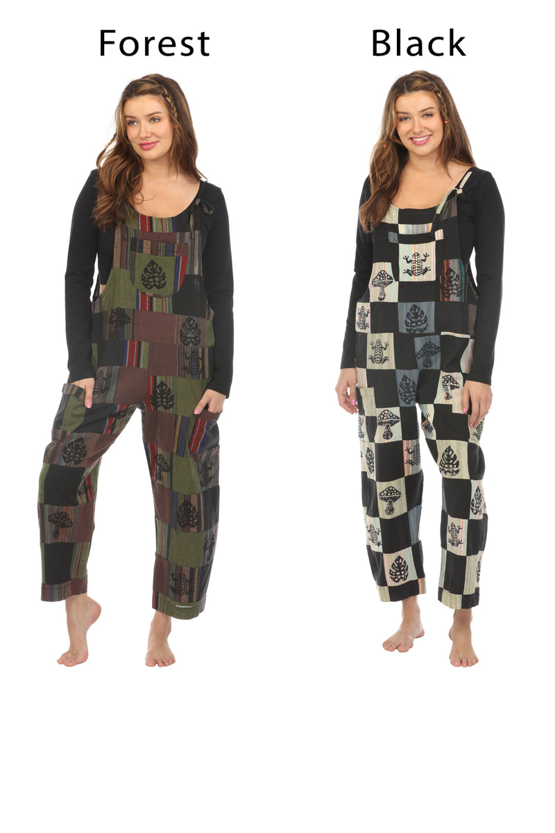 Womens Patchwork Overalls