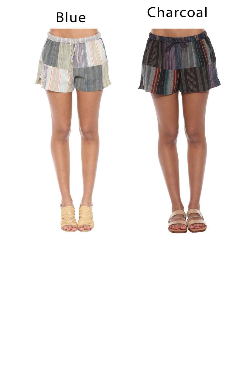 Striped Patchwork Womens Shorts